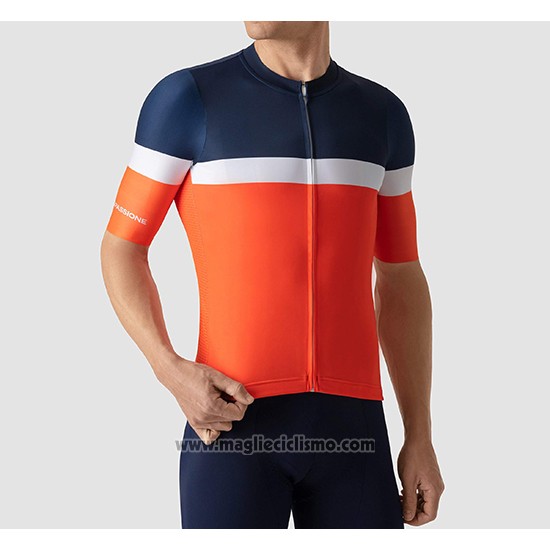 2019 Abbigliamento Ciclismo La Passione Blu Bianco Arancione Manica Corta e Salopette